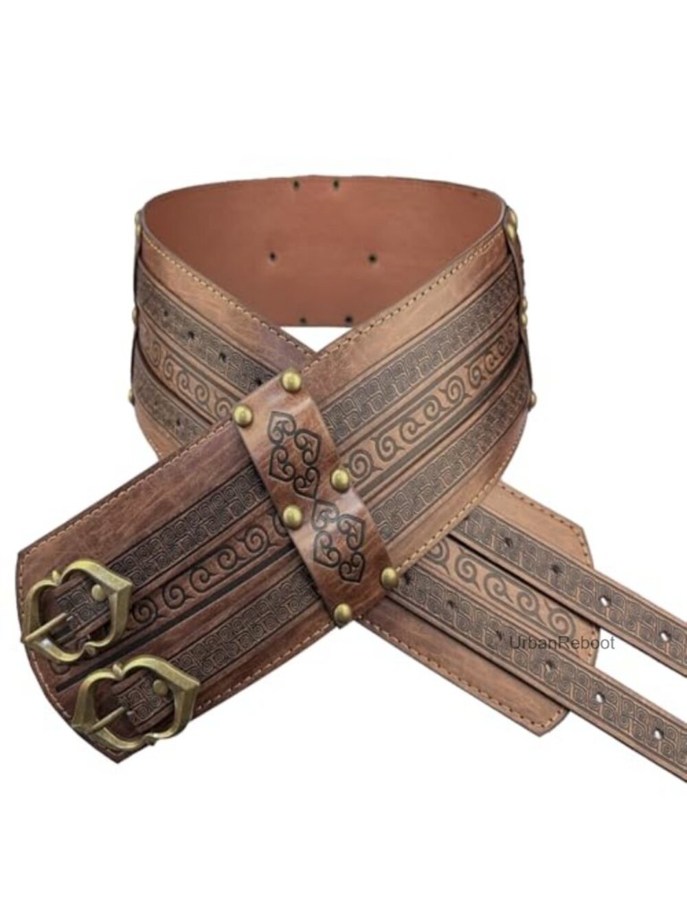 Viking Wide Belt Faux Leather Adjustable Medieval Knight LARP Costume Belt - Picture 2 of 6